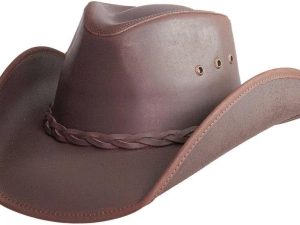 Leather Hat for Men & Women | Breathable Sun Protection | Wide Brim Oiled Leather Australian Hat | Durable Western Style | Breathable Sun Protection