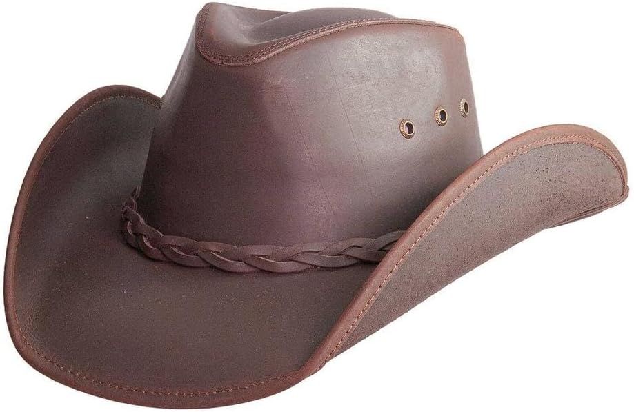 Leather  Hat for Men & Women | Breathable Sun Protection | Wide Brim Oiled Leather Australian  Hat | Durable Western Style | Breathable Sun Protection