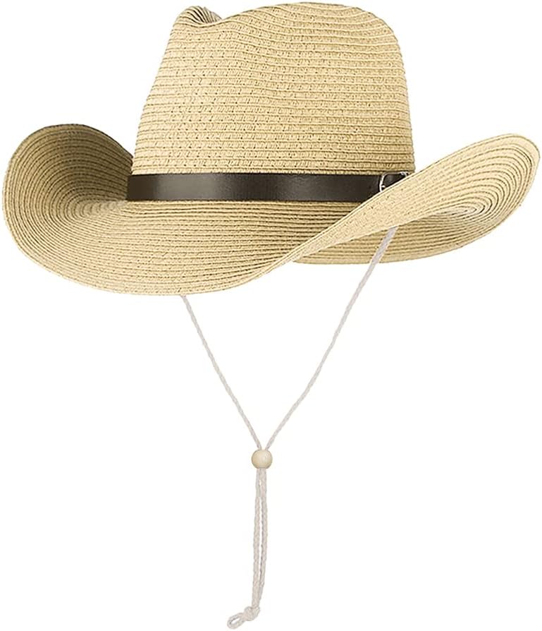 Straw Cowboy Hat for Women Men Classic Western Cowgirl Cap Foldable Sunhat Shapeable Fedora Panama Cap Wide Brim Beach Hat