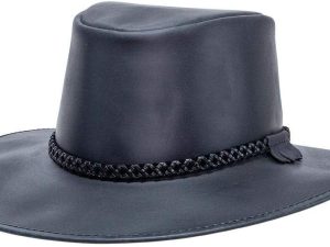 Leather Hat for Men & Women | Packable Waterproof UPF 50 | Wide Brim Crushable, Packable Leather Hat | Waterproof Oilskin, UPF 50
