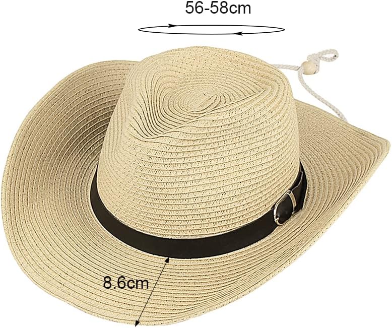 Straw Cowboy Hat for Women Men Classic Western Cowgirl Cap Foldable Sunhat Shapeable Fedora Panama Cap Wide Brim Beach Hat - Image 2