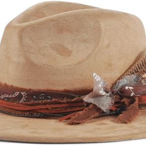 Brim Fedora Hat for Men Women Felt Handmade Boho Western Suede Panama Hats
