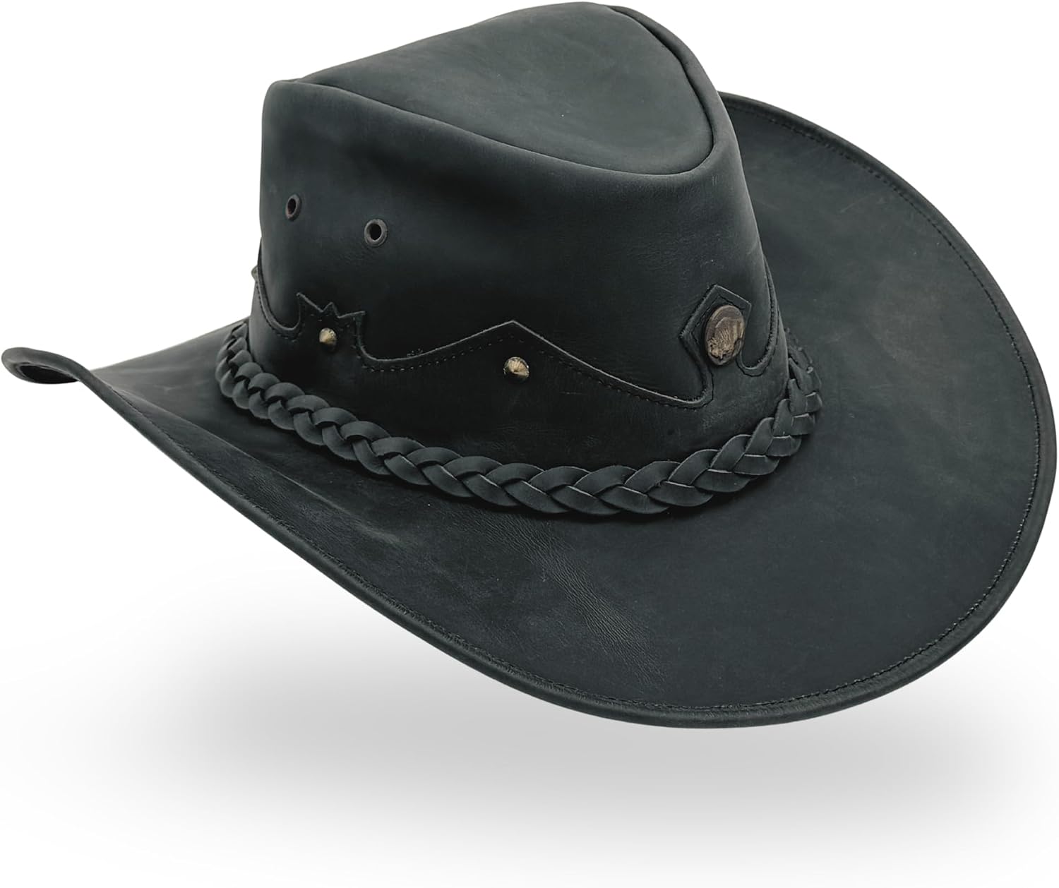 Handmade Leather Western Hat with Shapable Brim for Men & Women Wide Brim, Vintage Design, Durable for Ranch, Travel & Rodeos