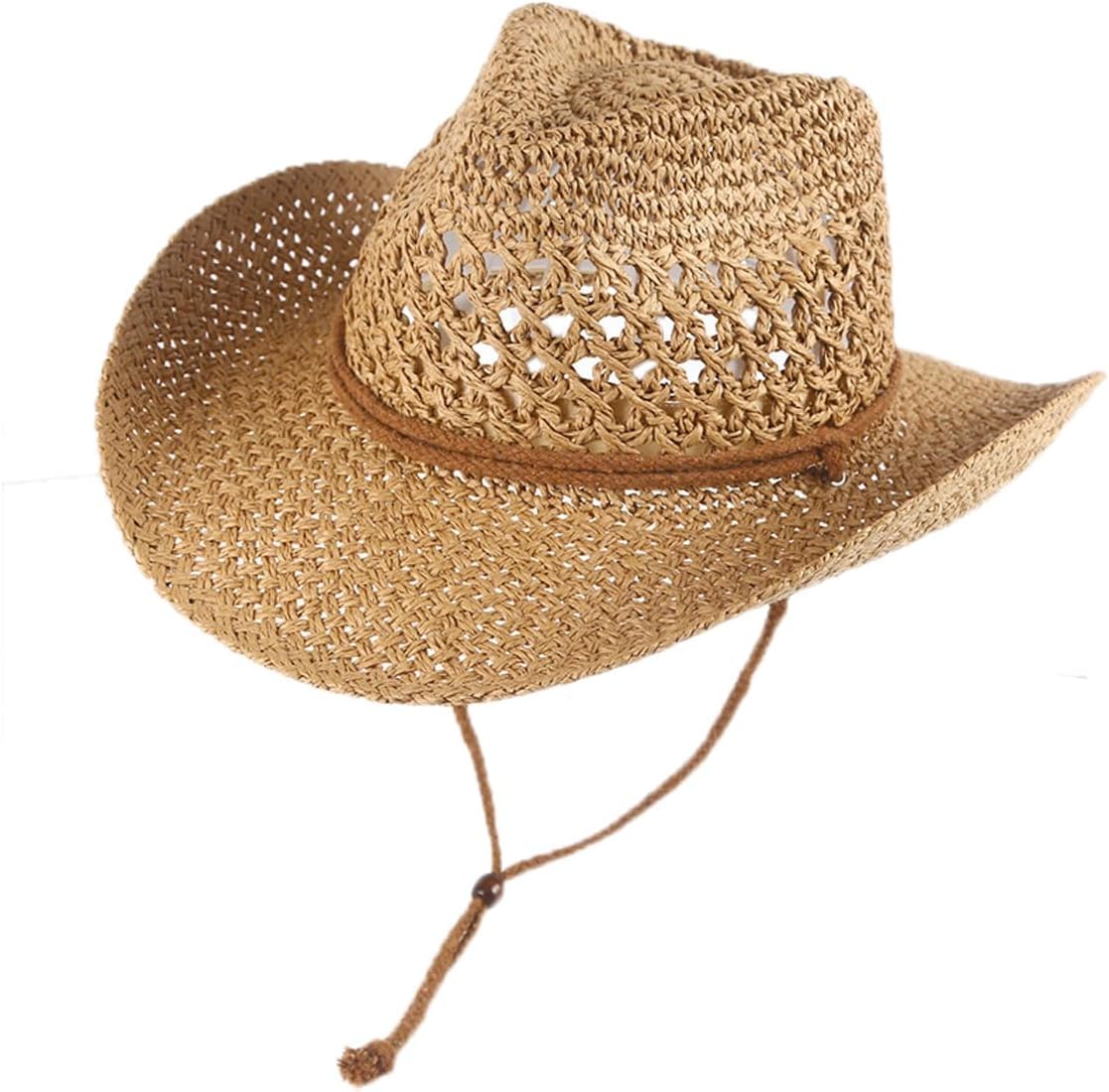 Women/Men Straw Cowboy Hat Wide Brim Sun Beach Cowgirl Hat Summer Western Cowboy for Travel Outdoor Family