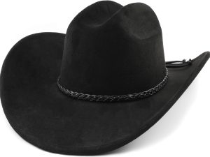 Big Wide Brim Cowboy Hat for Women Men Felt Western Cowgirl Hats