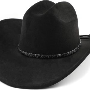 Big Wide Brim Cowboy Hat for Women Men Felt Western Cowgirl Hats