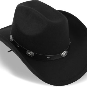 Classic-Western-Cowboy-Hat Upturn-Brim-Felt-Cowgirl-Hat Rodeo-Hat & Belt