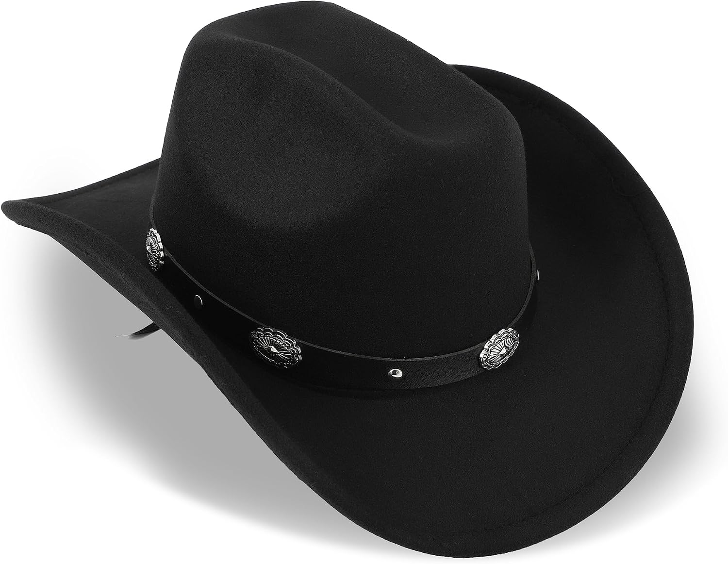 Classic-Western-Cowboy-Hat Upturn-Brim-Felt-Cowgirl-Hat Rodeo-Hat & Belt