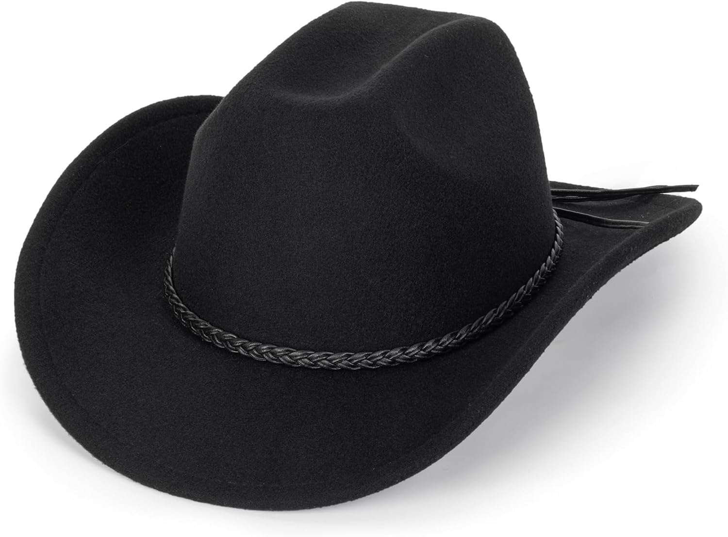 Classic Western Cowboy hat for Men Women Wide Brim Cowgirl Hat | Classic Black Western Felt Roll Up Brim Cowboy and Cowgirl Hat for Women and Men – Decoration with Western Belt Bukle