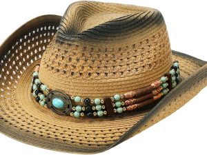 Cowboy Hat for Women Country Concert Outfits, Khaki | Western Straw Cowgirl Hat, Beach Sun Hat