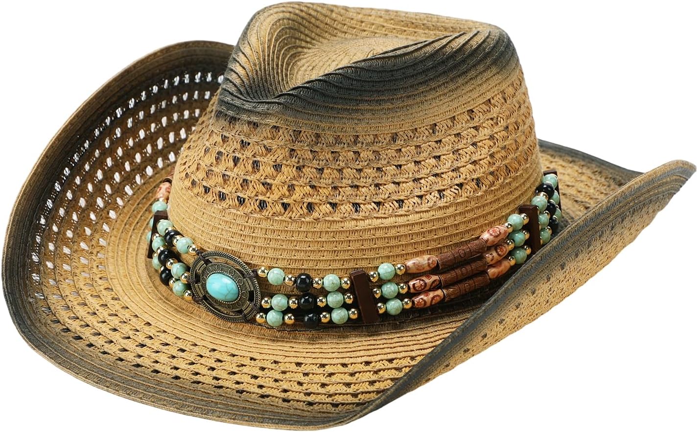 Cowboy Hat for Women Country Concert Outfits, Khaki | Western Straw Cowgirl Hat, Beach Sun Hat