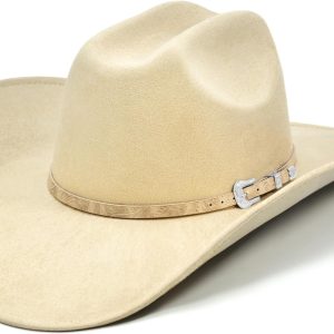 Cowboy Hat for Women and Men with Shapeable Wide Brim - Felt Cattleman Western Hats for Cowboys and Cowgirls