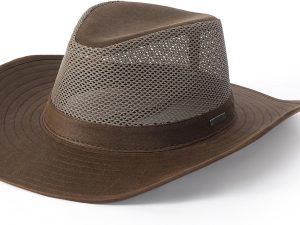 Mesh Safari Cowboy Hat for Men & Women, Wide Brim Outdoor Sun Hat | Moldable wide brim and adjustable chin cord provide comfortable sun protection for hiking, fishing, camping and travel
