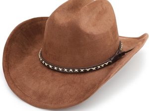 Western Cowboy Hat for Women and Men, Unisex Big Wide Brim Felt Hats for Cowboys and Cowgirls