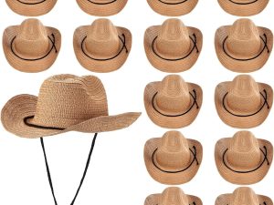 15 Pcs Straw Cowboy Hats Wide Brim Summer Hat Women Men Country Accessories for Western Themed Party Concerts Birthday