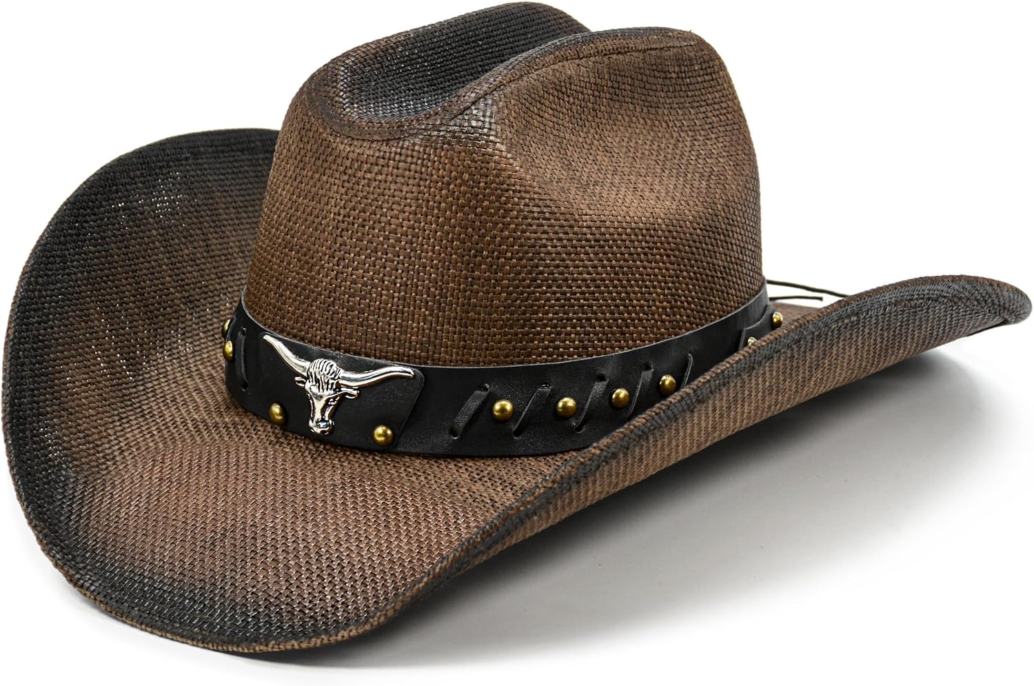 Cowboy Hat for Women and Men – Straw Cattleman Crease Western Hats with Upgrade 4 inches Shapeable Wide Brim
