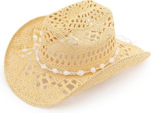 Straw Cowboy Hat for Women and Men, Western Cattleman Style, Wide Shapeable Brim