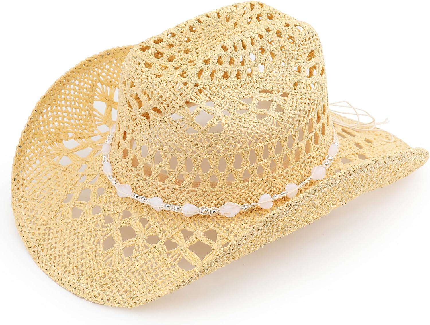 Straw Cowboy Hat for Women and Men, Western Cattleman Style, Wide Shapeable Brim