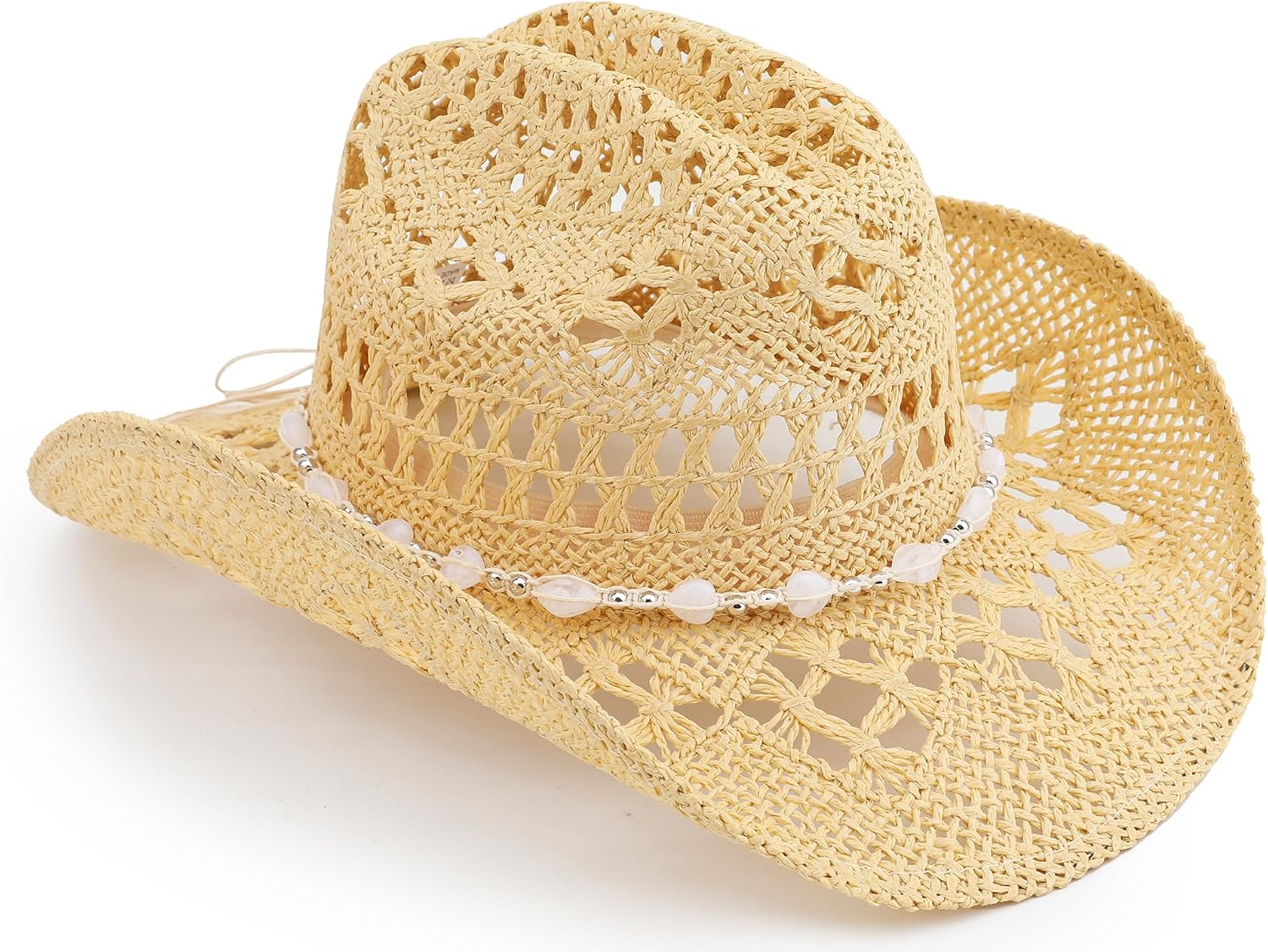 Straw Cowboy Hat for Women and Men, Western Cattleman Style, Wide Shapeable Brim - Image 2