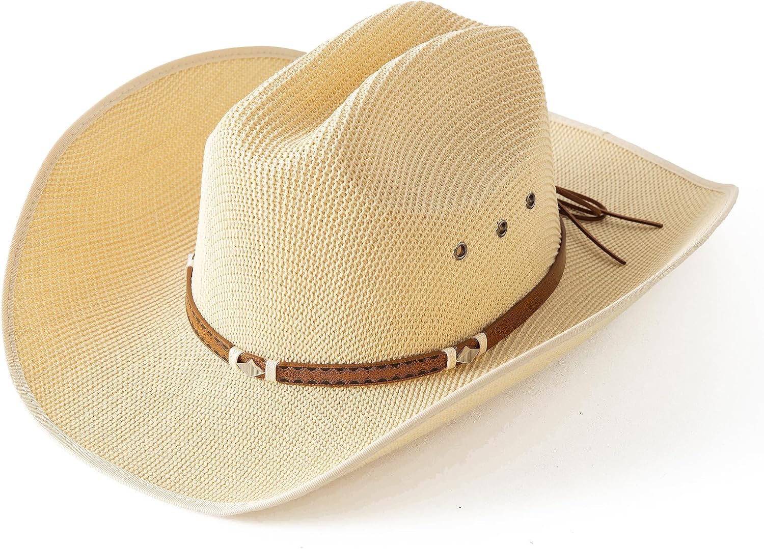 Men Wide Brim Western Cowboy Hat Classic Style Straw Western Cowgirl Hat with Leather Buckle - Image 2