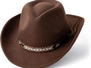 Western Cowboy Hat Felt Wide Brim Women Men Cowgirl Hats | Unisex Classic Cowboy Hat, Adjustable Fit, Comfortable, Ideal for Western Costumes, Themed Party, Travel, and Daily Wear