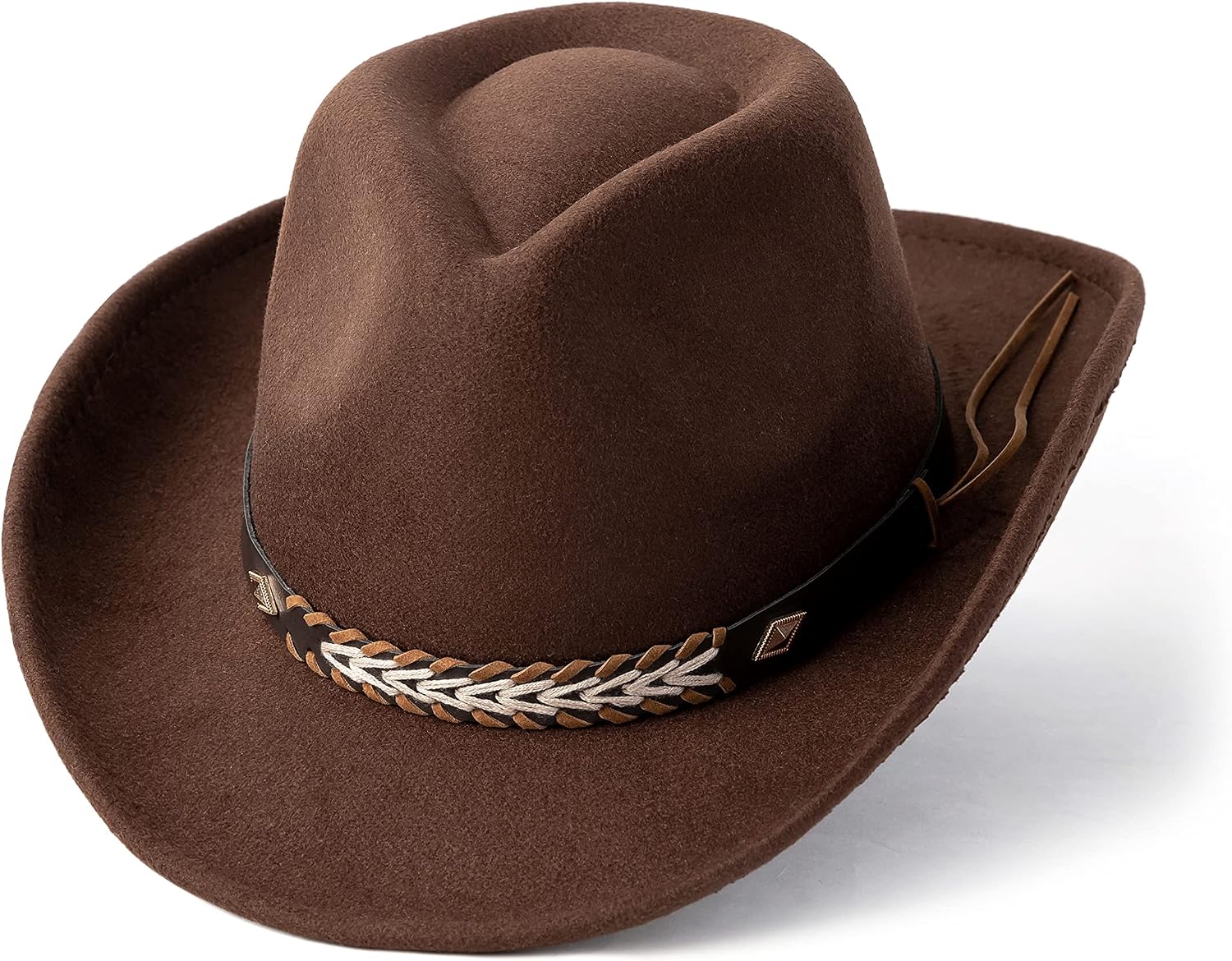 Western Cowboy Hat Felt Wide Brim Women Men Cowgirl Hats | Unisex Classic Cowboy Hat, Adjustable Fit, Comfortable, Ideal for Western Costumes, Themed Party, Travel, and Daily Wear