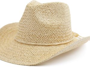 Straw Sun Beach Cowboy Hat for Women Short Brim Western Cowgirl Hat