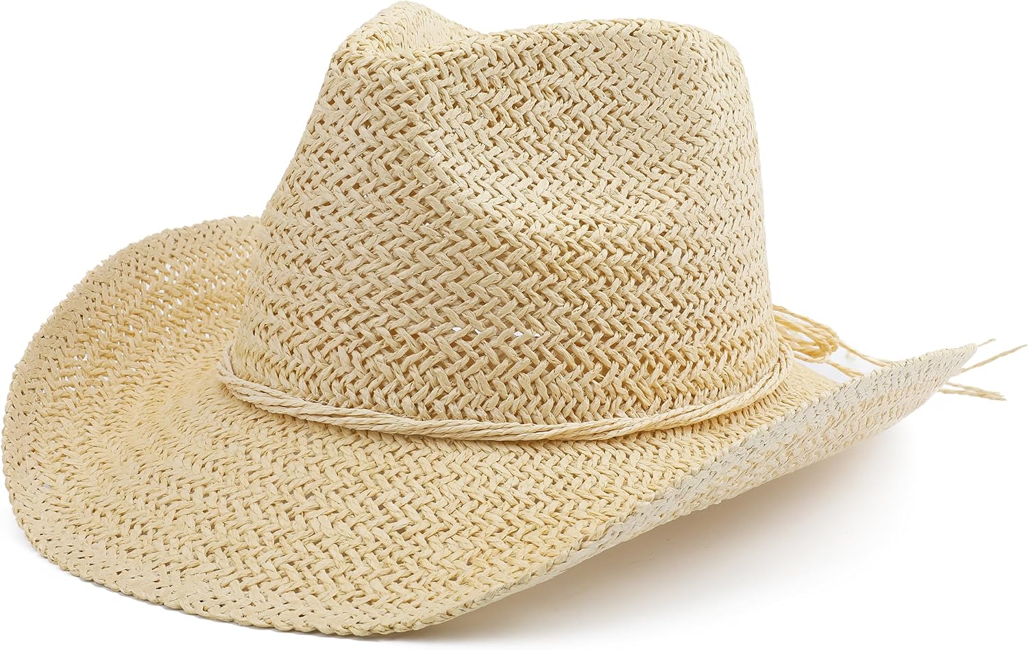 Straw Sun Beach Cowboy Hat for Women Short Brim Western Cowgirl Hat
