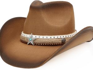 Cowboy Hat,Cowgirl Hat,Western Cowboy Hats for Women/Mens/Straw Wide with Shapeable Brim Cowboy Hat for Womens