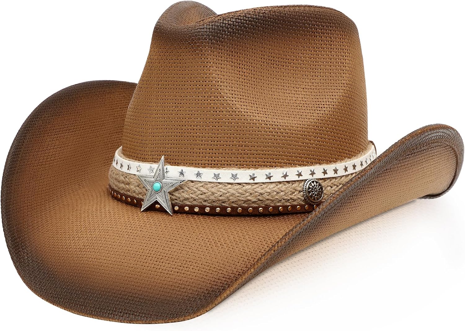 Cowboy Hat,Cowgirl Hat,Western Cowboy Hats for Women/Mens/Straw Wide with Shapeable Brim Cowboy Hat for Womens