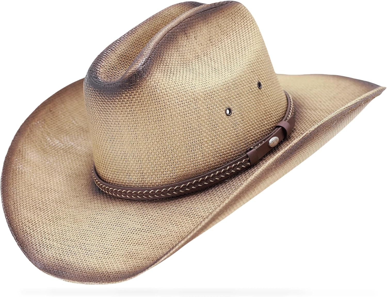 Straw Cowboy Hat, Cattleman Crease 4.1″ Wide Brim Western | Unisex design, shapeable wide brim, breathable cowgirl style, gift box included