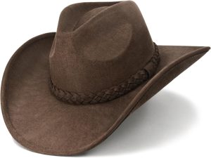 Cowboy Hats for Women and Men - Felt Teardrop Western Cowgirl Cowboy Hat for Teens and Adults