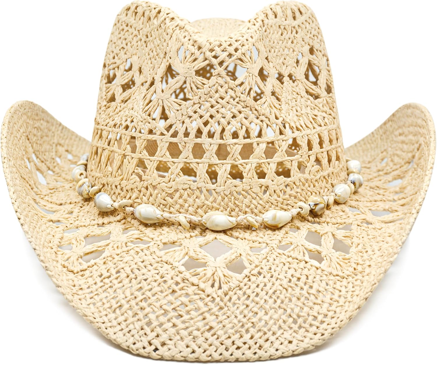 Cowboy Hats for Women and Men - Straw Teardrop Western Cowgirl Cowboy Sun Hat for Teens and Adults - Image 2