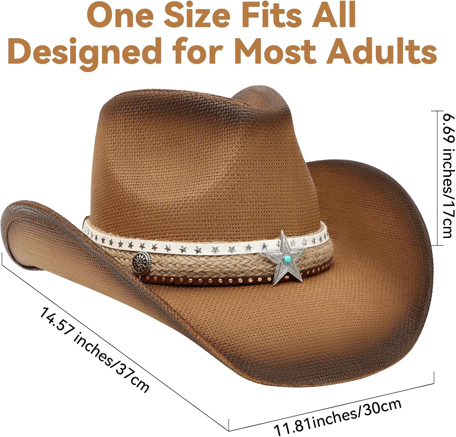 Cowboy Hat,Cowgirl Hat,Western Cowboy Hats for Women/Mens/Straw Wide with Shapeable Brim Cowboy Hat for Womens - Image 2